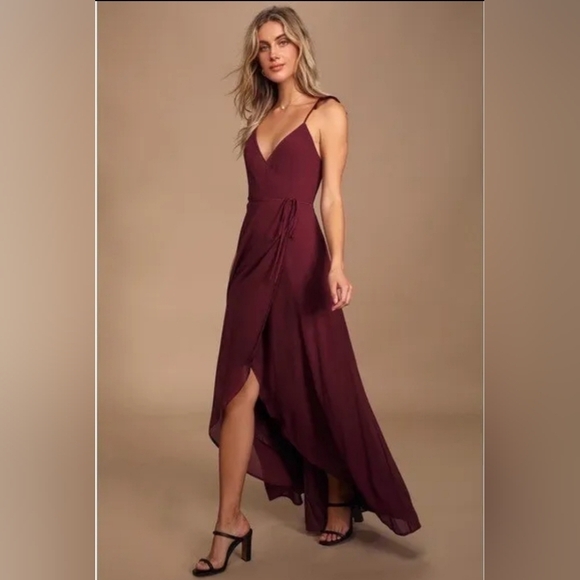 Lulu’s Here’s To Us Maxi Dress medium Wrap Special Ocassion Bridal Party Evening - Picture 3 of 15